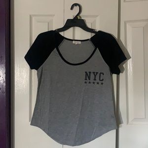 NYC Black & Gray Raglan Top